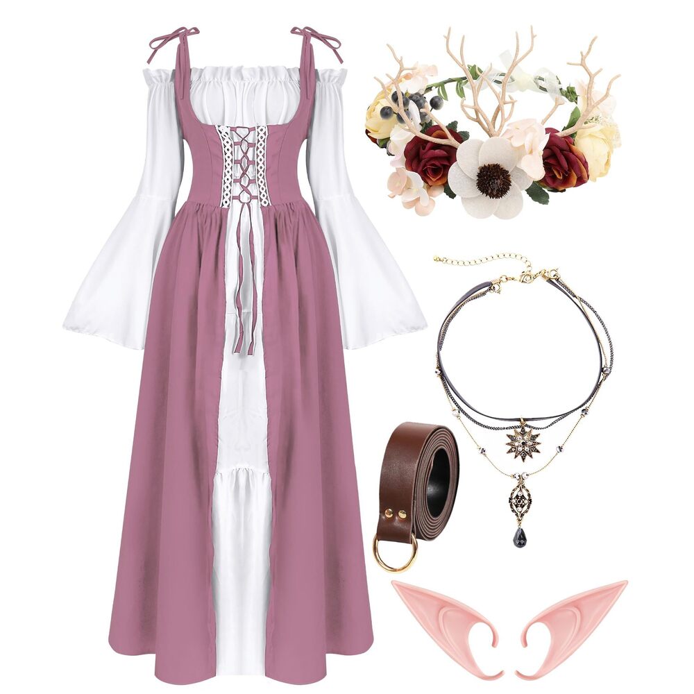 8981 Renaissance Dresses Medieval Costume For Flower Crown Elf